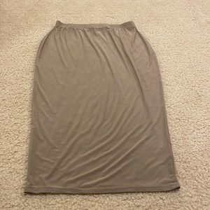 Boohoo taupe midi skirt